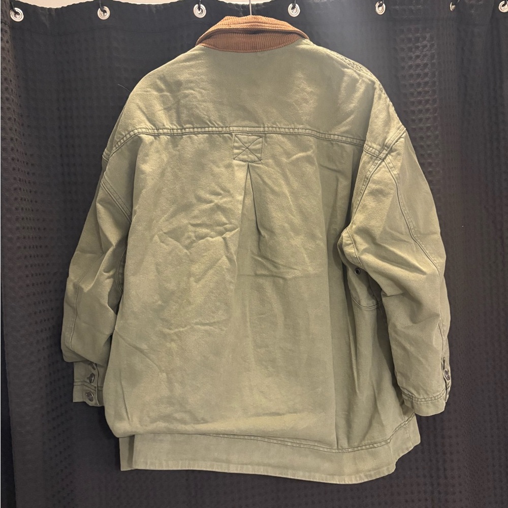 Free People We The Free Denim Barn Coat Deep Green XS NWT - Picture 6 of 6
